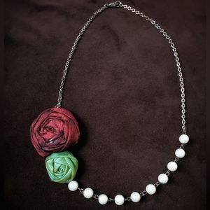 Holiday Toast Fabric Flower Necklace